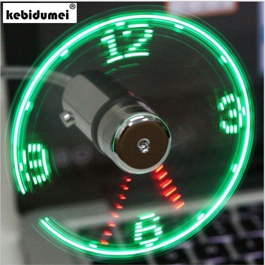 kebidumei 2018 High Quality USB Mini Flexible Time LED Clock Fan with LED Light - Cool Gadget